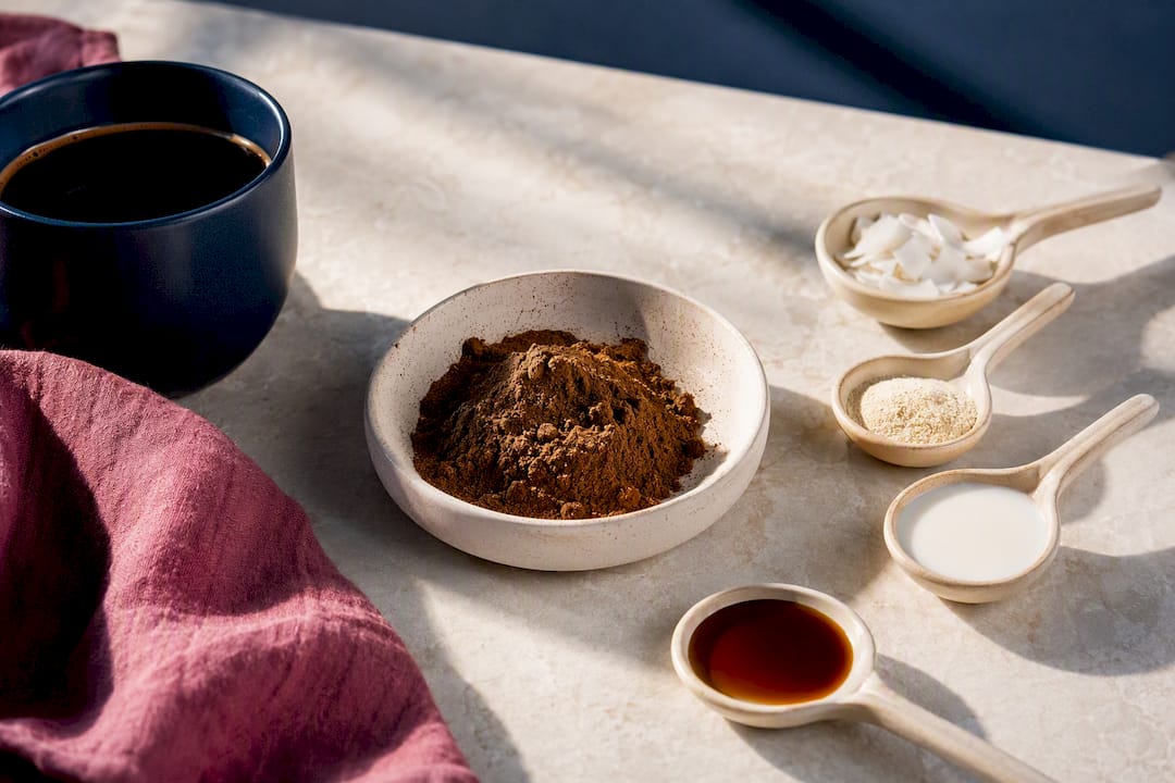 Mushroom coffee with plant-based ingredients