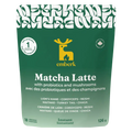 Emberk Matcha Latte instant pouch, 126g. The packaging is dark green with a yellow deer logo and white text detailing the flavor and ingredients.