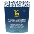 Emberk Mushroom Coffee pouch in dark blue packaging with a yellow deer logo and white text, shown on a plain white background.